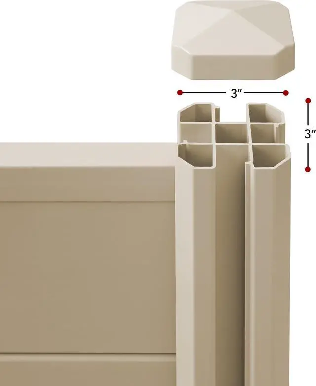 Alt view image 6 of 6 - Casafield 42" x 42" Privacy Screen - Outdoor Vinyl Fence Panel Enclosure for AC / Trash Bins / Pool Equipment - Tan