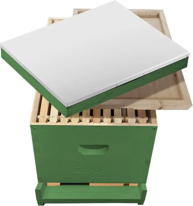 Alt view image 4 of 6 - Honey Keeper Beginner Beehive Kit, Fully Assembled and Painted Starter Set with Hive Body & 10 Frames, Green