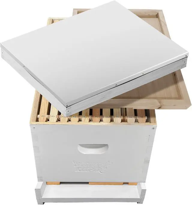 Alt view image 4 of 6 - Honey Keeper Beginner Beehive Kit, Fully Assembled and Painted Starter Set with Hive Body & 10 Frames, White