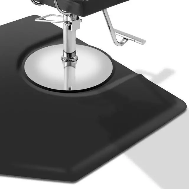 Alt view image 4 of 7 - saloniture 5 ft. x 4 ft. salon & barber shop chair antifatigue mat  black hexagon  1 in. thick