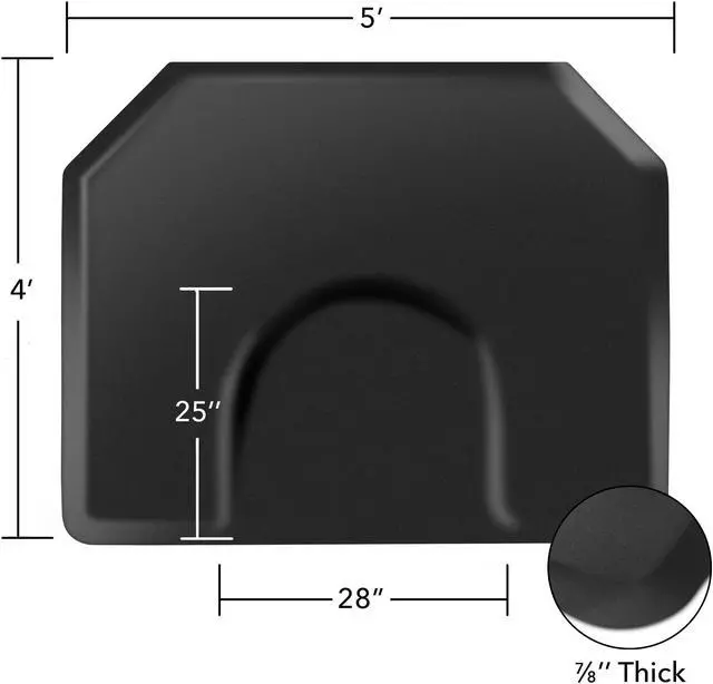 Alt view image 6 of 7 - saloniture 5 ft. x 4 ft. salon & barber shop chair antifatigue mat  black hexagon  1 in. thick