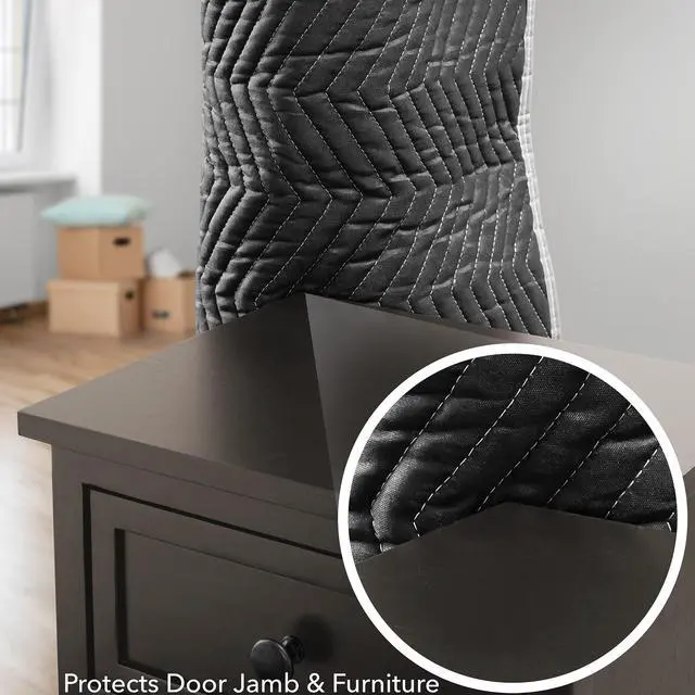 Alt view image 4 of 6 - Sure-Max Door Jamb Protector Pad with 3 Sewn-in Steel Spring Clips, 72"  x 24", Black