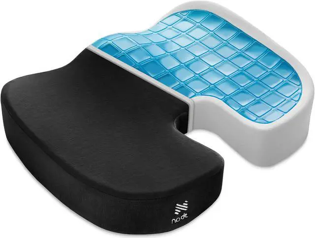 Main image of Node Gel-Enhanced Memory Foam Seat Cushion, Black Velour Ergonomic Orthopedic Comfort Pad, Ideal Pillow for Office Desk Chair, Wheelchair, Car & Truck