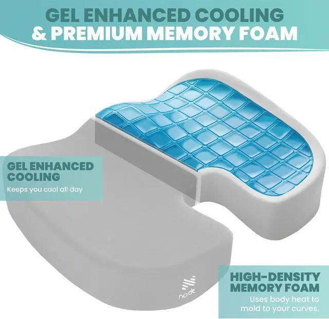 Alt view image 2 of 6 - Node Gel-Enhanced Memory Foam Seat Cushion, Black Velour Ergonomic Orthopedic Comfort Pad, Ideal Pillow for Office Desk Chair, Wheelchair, Car & Truck
