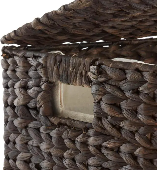 Alt view image 5 of 6 - Casafield 2-Section Laundry Hamper with Removable Liner Bags - Espresso, Woven Water Hyacinth Double Laundry Basket Sorter for Clothes and Towels