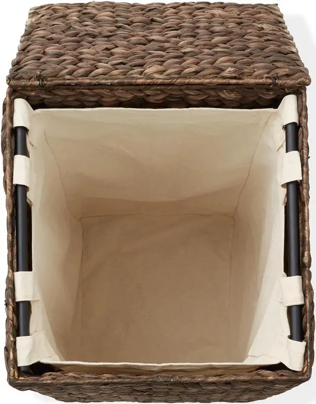 Alt view image 6 of 6 - Casafield Laundry Hamper with Lid and Removable Liner Bag - Espresso, Woven Water Hyacinth Square Laundry Basket Sorter for Clothes and Towels