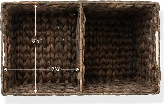 Alt view image 6 of 6 - Casafield Stair Step Basket with Handles, Espresso - Woven Water Hyacinth Staircase Basket Storage Bin Organizer