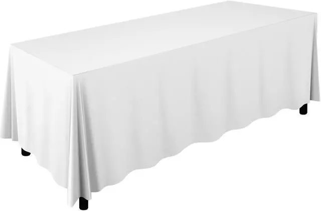 Main image of Lann's Linens - 90" x 132" Premium Tablecloth for Wedding / Banquet / Restaurant - Rectangular Polyester Fabric Table Cloth - White