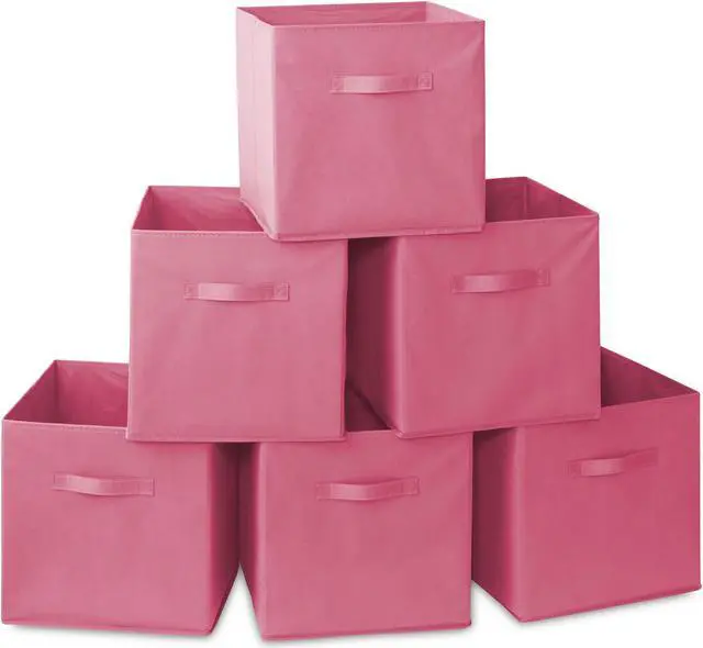 Main image of Casafield Set of 6 Collapsible Fabric Cube Storage Bins, Hot Pink - 13" Foldable Cloth Baskets for Shelves, Cubby Organizers & More