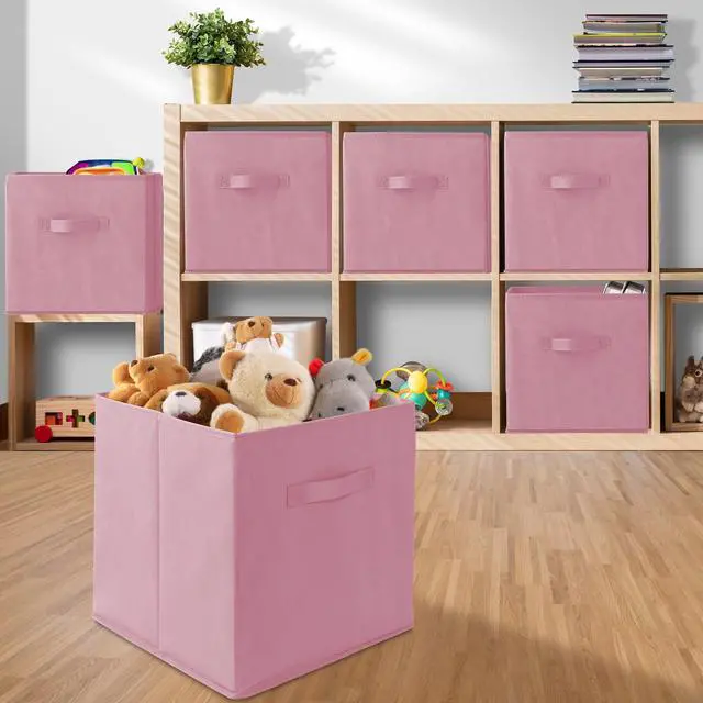 Alt view image 5 of 6 - Casafield Set of 6 Collapsible Fabric Cube Storage Bins, Light Pink - 13" Foldable Cloth Baskets for Shelves, Cubby Organizers & More
