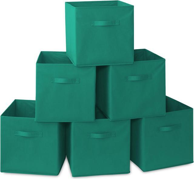 Main image of Casafield Set of 6 Collapsible Fabric Cube Storage Bins, Teal - 13" Foldable Cloth Baskets for Shelves, Cubby Organizers & More