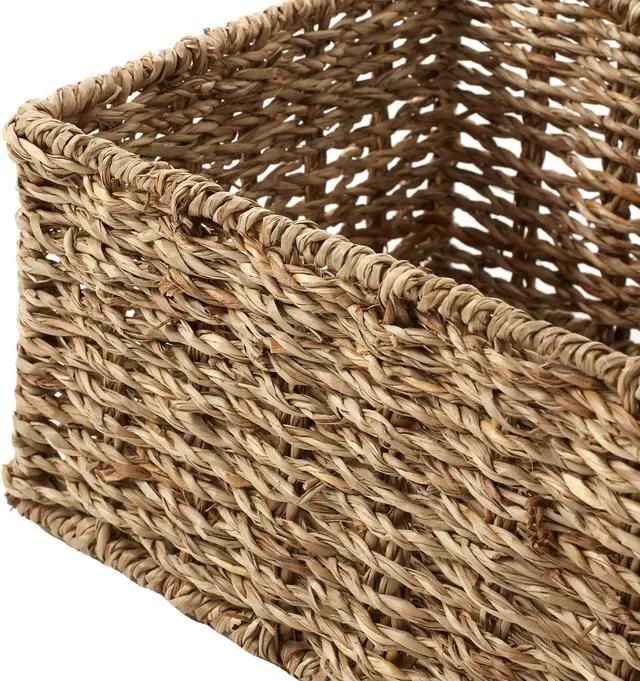 Alt view image 6 of 6 - Casafield Set of 2 Bathroom Storage Baskets, Natural - Seagrass, 16" W  x 6.75" D x 4.25" H, Woven Toilet Tank Topper Bins for Organizing Tissues, Toilet Paper, Toiletries, Shelves