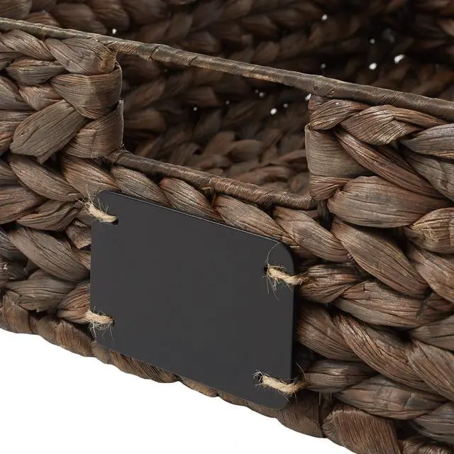 Alt view image 5 of 6 - Casafield Set of 4 Water Hyacinth Pantry Baskets, 12-1/2" x 17" x 5", with Chalkboard Labels and Chalk Marker - Espresso, Woven Storage Bin Organizers for Kitchen Shelves