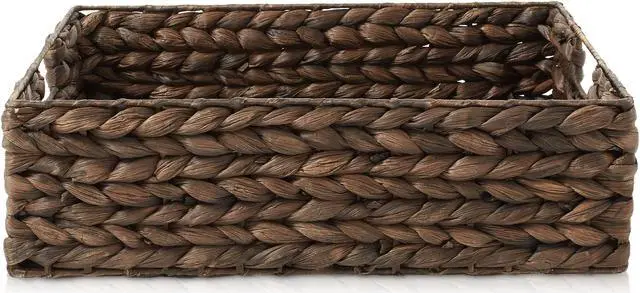 Alt view image 4 of 6 - Casafield Set of 4 Water Hyacinth Pantry Baskets, 12-1/2" x 17" x 5", with Chalkboard Labels and Chalk Marker - Espresso, Woven Storage Bin Organizers for Kitchen Shelves