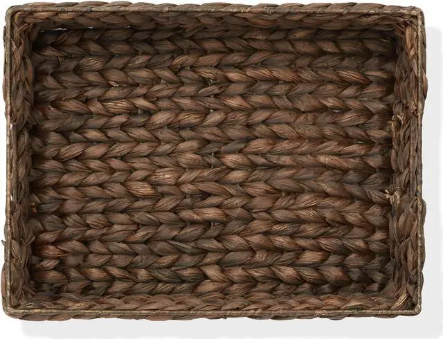 Alt view image 6 of 6 - Casafield Set of 4 Water Hyacinth Pantry Baskets, 12-1/2" x 17" x 5", with Chalkboard Labels and Chalk Marker - Espresso, Woven Storage Bin Organizers for Kitchen Shelves