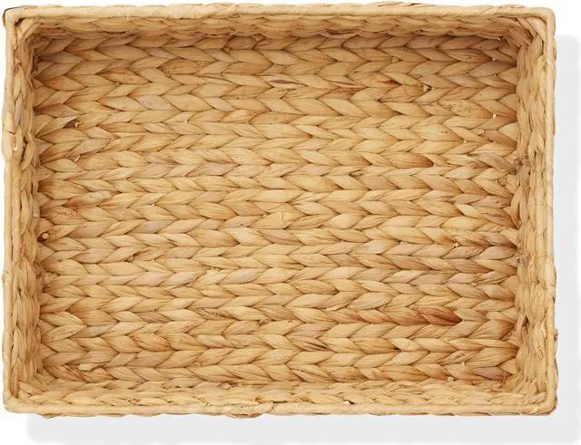 Alt view image 6 of 6 - Casafield Set of 4 Water Hyacinth Pantry Baskets, 12-1/2" x 17" x 5", with Chalkboard Labels and Chalk Marker - Natural, Woven Storage Bin Organizers for Kitchen Shelves