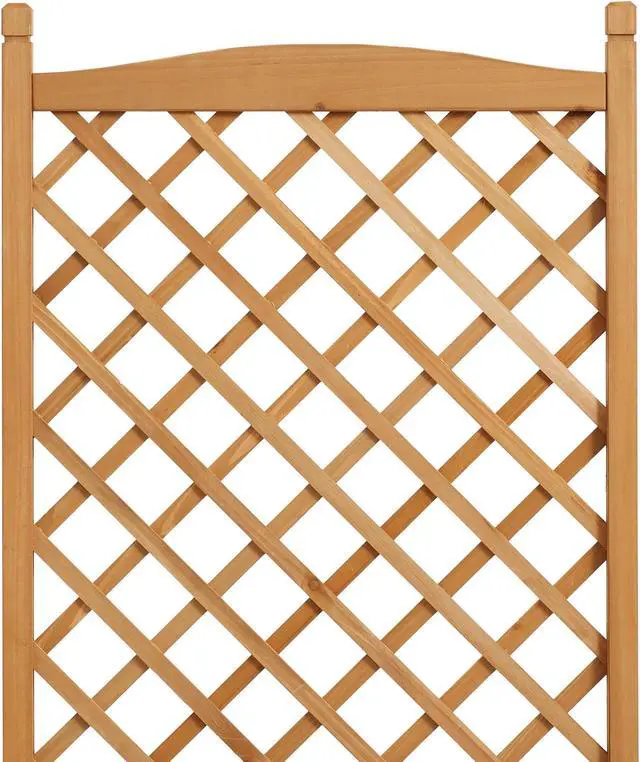 Alt view image 4 of 6 - Casafield Set of Two 48" Raised Garden Bed with Trellis - Wooden Diamond Lattice for Climbing Plants and Planter Box with Drainage Holes and Wheels