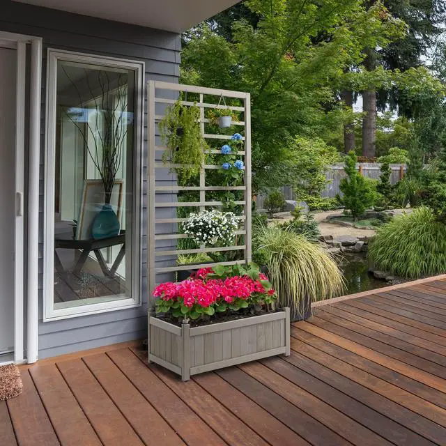Alt view image 2 of 6 - Casafield Wooden Climbing Planter Box - Raised Garden Bed with Trellis Plant Stand for Outdoor