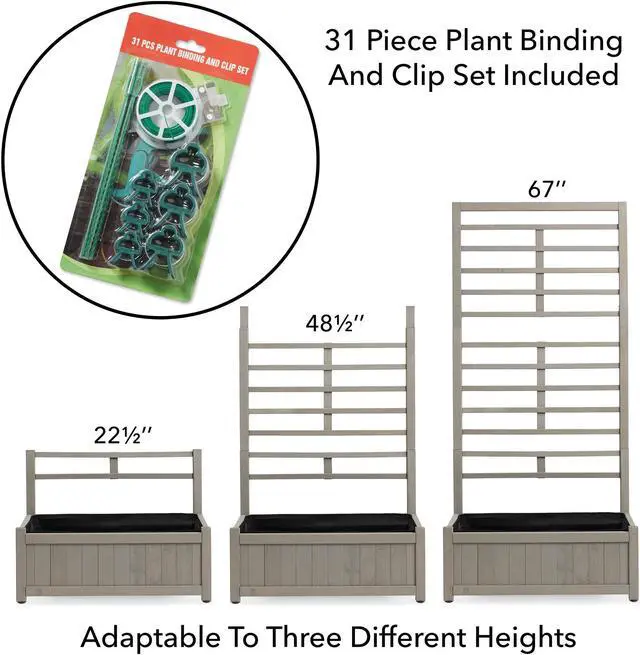 Alt view image 4 of 6 - Casafield Wooden Climbing Planter Box - Raised Garden Bed with Trellis Plant Stand for Outdoor