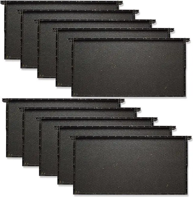 Alt view image 2 of 6 - Honey Keeper  9" Black Plastic Beeswax Coated Bee Frame and Foundation Body, 10 Pack