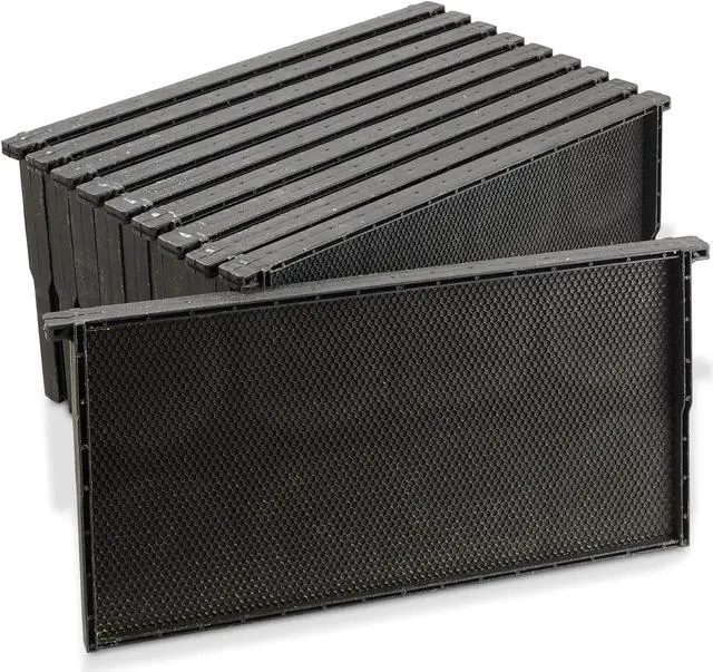 Main image of Honey Keeper  9" Black Plastic Beeswax Coated Bee Frame and Foundation Body, 10 Pack