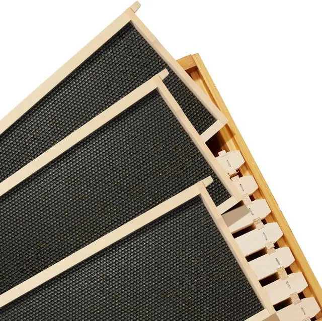 Alt view image 4 of 6 - Honey Keeper Deep Brood Box with Window, 100% Beeswax Coated Beehive Kit with 10 Wooden Frames and Waxed Foundations for Langstroth Beekeeping
