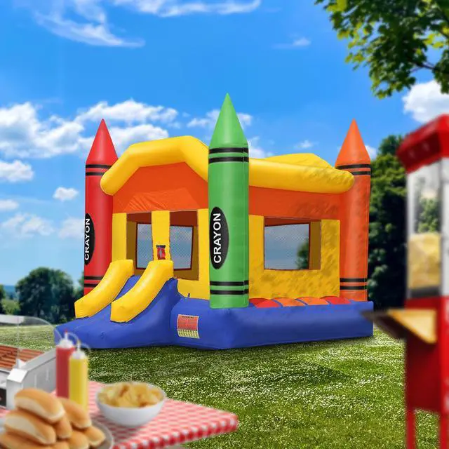 Alt view image 5 of 6 - Cloud 9 Commercial Grade Crayon Castle Bounce House with Blower - 100% PVC 17' x 13' Inflatable Bouncer