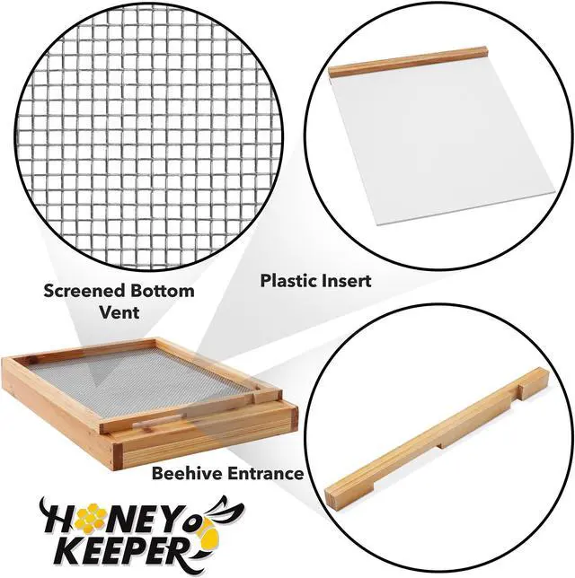Alt view image 4 of 6 - Honey Keeper 8 Frame Beehive Screened Bottom Board Dipped in 100% Beeswax for Langstroth Beekeeping