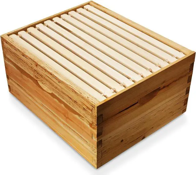Main image of Honey Keeper 100% Beeswax Beehive 10 Frame Kit Super Box and 10 Deep Frames with Foundations for Langstroth Beekeeping