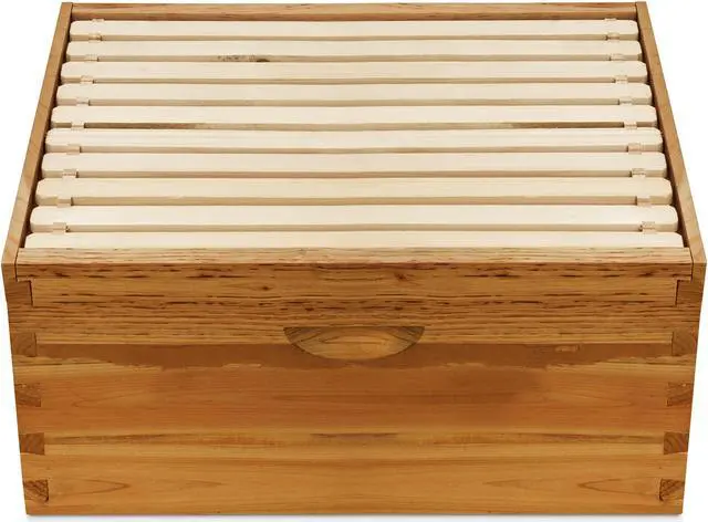 Alt view image 5 of 6 - Honey Keeper 100% Beeswax Beehive 10 Frame Kit Super Box and 10 Deep Frames with Foundations for Langstroth Beekeeping