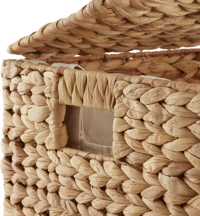 Alt view image 5 of 6 - Casafield Large Laundry Hamper with Lid and Removable Liner Bag - Natural, Woven Water Hyacinth Rectangular Laundry Basket Sorter for Clothes and Towels