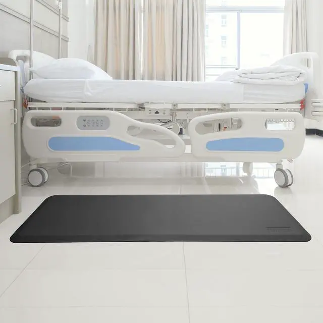 Alt view image 2 of 6 - Made Medical 73" x 24" Bedside Non-Slip Fall Mat for Elderly - Fall Prevention Anti-Skid Pad with Beveled Edge Anti-Fatigue Floor Mat, Black