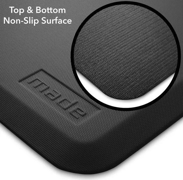 Alt view image 4 of 6 - Made Medical 73" x 24" Bedside Non-Slip Fall Mat for Elderly - Fall Prevention Anti-Skid Pad with Beveled Edge Anti-Fatigue Floor Mat, Black