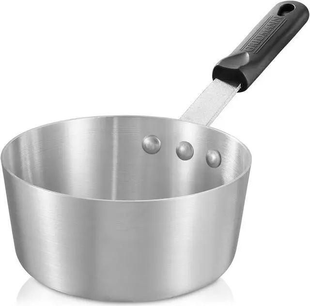 Main image of GRIDMANN 1.5-Quart Tapered Aluminum Sauce Pan with Silicone Handle, NSF Listed Heavy Duty Professional Cookware