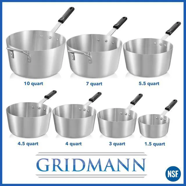 Alt view image 6 of 6 - GRIDMANN 1.5-Quart Tapered Aluminum Sauce Pan with Silicone Handle, NSF Listed Heavy Duty Professional Cookware