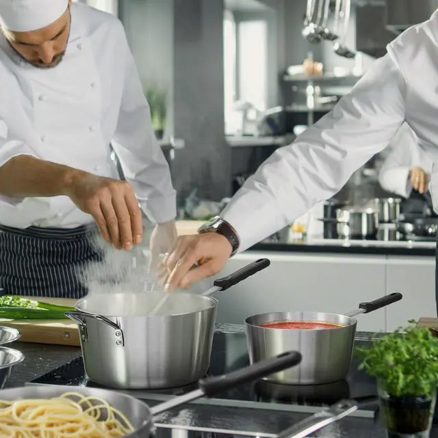 Alt view image 2 of 6 - GRIDMANN 1.5-Quart Tapered Aluminum Sauce Pan with Silicone Handle, NSF Listed Heavy Duty Professional Cookware