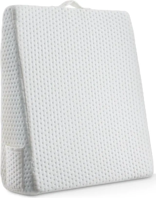 Alt view image 2 of 6 - Made Medical Bed Wedge Pillow - 8" Leg Elevation Body Positioner with Memory Foam for Legs, Knee, Ankle, Lower Back Support, Acid Reflux - White Cover
