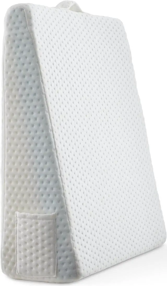 Alt view image 3 of 6 - Made Medical Bed Wedge Pillow - 8" Leg Elevation Body Positioner with Memory Foam for Legs, Knee, Ankle, Lower Back Support, Acid Reflux - White Cover