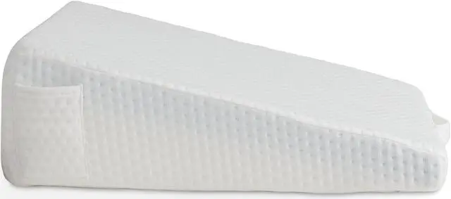 Alt view image 4 of 6 - Made Medical Bed Wedge Pillow - 8" Leg Elevation Body Positioner with Memory Foam for Legs, Knee, Ankle, Lower Back Support, Acid Reflux - White Cover
