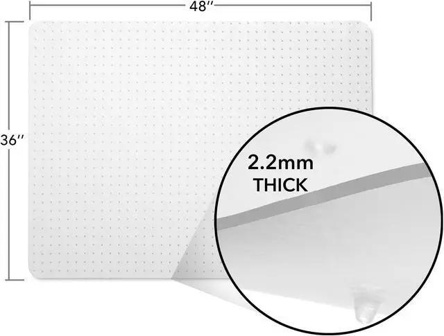 Alt view image 2 of 5 - WorkOnIt 36" x 48" x2.2mm Thick Office Chair Desk Floor Mat for Low Pile Carpet, Clear