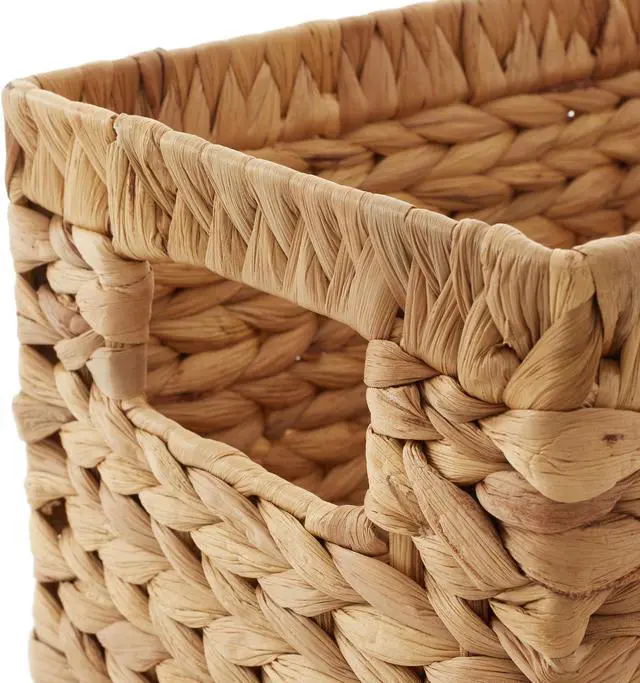 Alt view image 5 of 6 - Casafield Set of 3 Water Hyacinth Storage Baskets with Handles - 1-Medium, 2-Small Woven Organizers for Bathroom, Laundry, Pantry, Office, Shelves