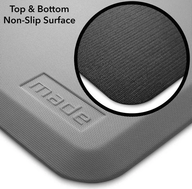 Alt view image 4 of 6 - Made Medical 73" x 24" Bi-Fold Bedside Non-Slip Fall Mat for Elderly - Fall Prevention Anti-Skid Pad with Beveled Edge Anti-Fatigue Floor Mat, Gray