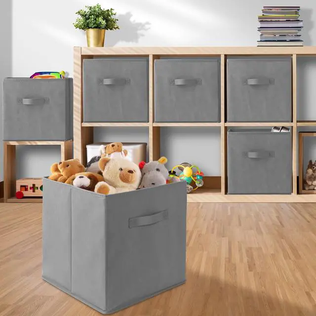 Alt view image 5 of 6 - Casafield Set of 12 Collapsible Fabric Cube Storage Bins, Gray - 13" Foldable Cloth Baskets for Shelves, Cubby Organizers & More