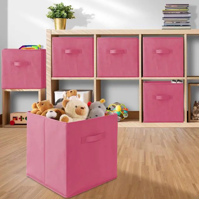 Alt view image 5 of 6 - Casafield Set of 12 Collapsible Fabric Cube Storage Bins, Hot Pink - 13" Foldable Cloth Baskets for Shelves, Cubby Organizers & More