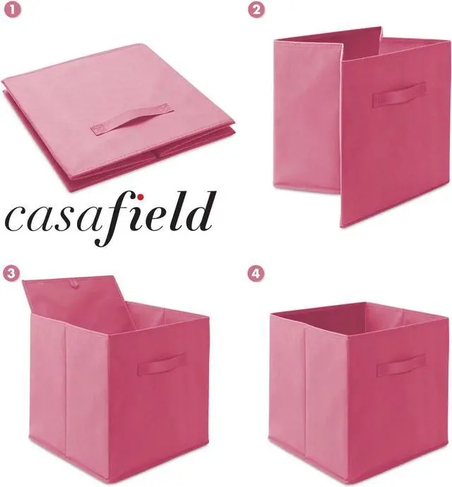 Alt view image 6 of 6 - Casafield Set of 12 Collapsible Fabric Cube Storage Bins, Hot Pink - 13" Foldable Cloth Baskets for Shelves, Cubby Organizers & More