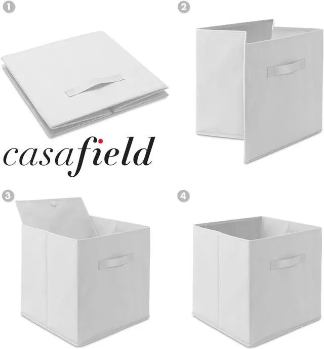 Alt view image 6 of 6 - Casafield Set of 12 Collapsible Fabric Cube Storage Bins, White - 13" Foldable Cloth Baskets for Shelves, Cubby Organizers & More