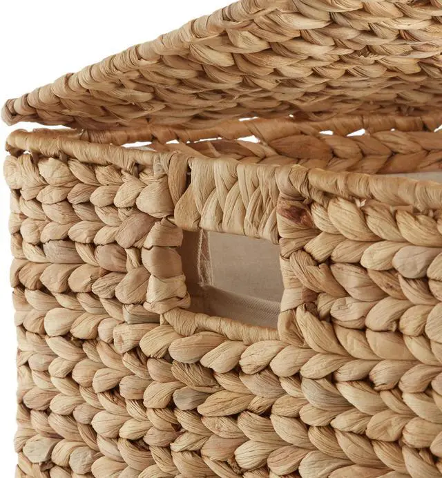 Alt view image 5 of 6 - Casafield Laundry Hamper with Lid and Removable Liner Bag - Natural, Woven Water Hyacinth Square Laundry Basket Sorter for Clothes and Towels
