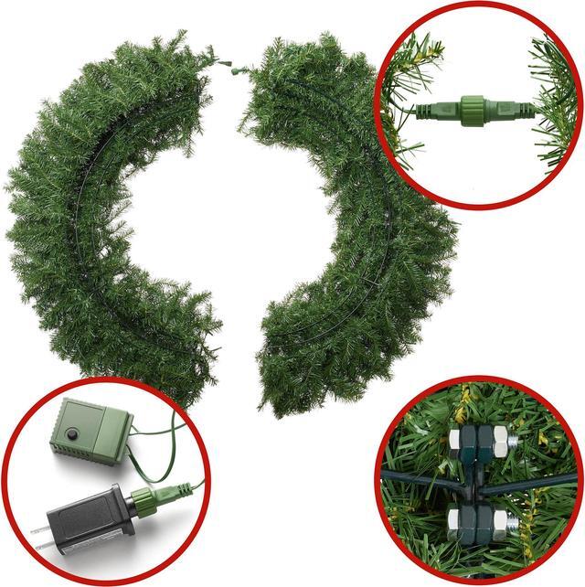 Alt view image 3 of 6 - Casafield Pre-Lit Artificial Christmas Wreath for Front Door, Window or Mantel, Green Fir with Multicolor Lights Indoor/Outdoor Holiday Decor, 48 Inches