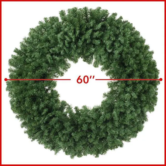 Alt view image 5 of 6 - Casafield 60" Fir Artificial Christmas Wreath Holiday Décor, 1140 PVC Tips for Front Door, Window, or Mantel