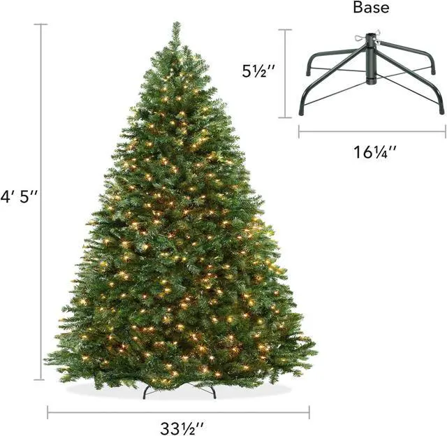 Alt view image 6 of 6 - Casafield 4.5FT Realistic Pre-Lit Green Spruce Artificial Holiday Christmas Tree with Sturdy Metal Stand